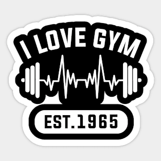 Funny Workout Gifts Heart Rate Design I Love Gym EST 1965 Sticker